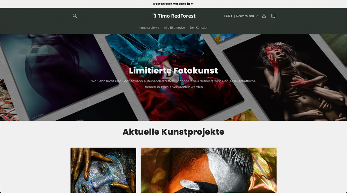Beispiel einer Shopseite von TimoRedForest.com
