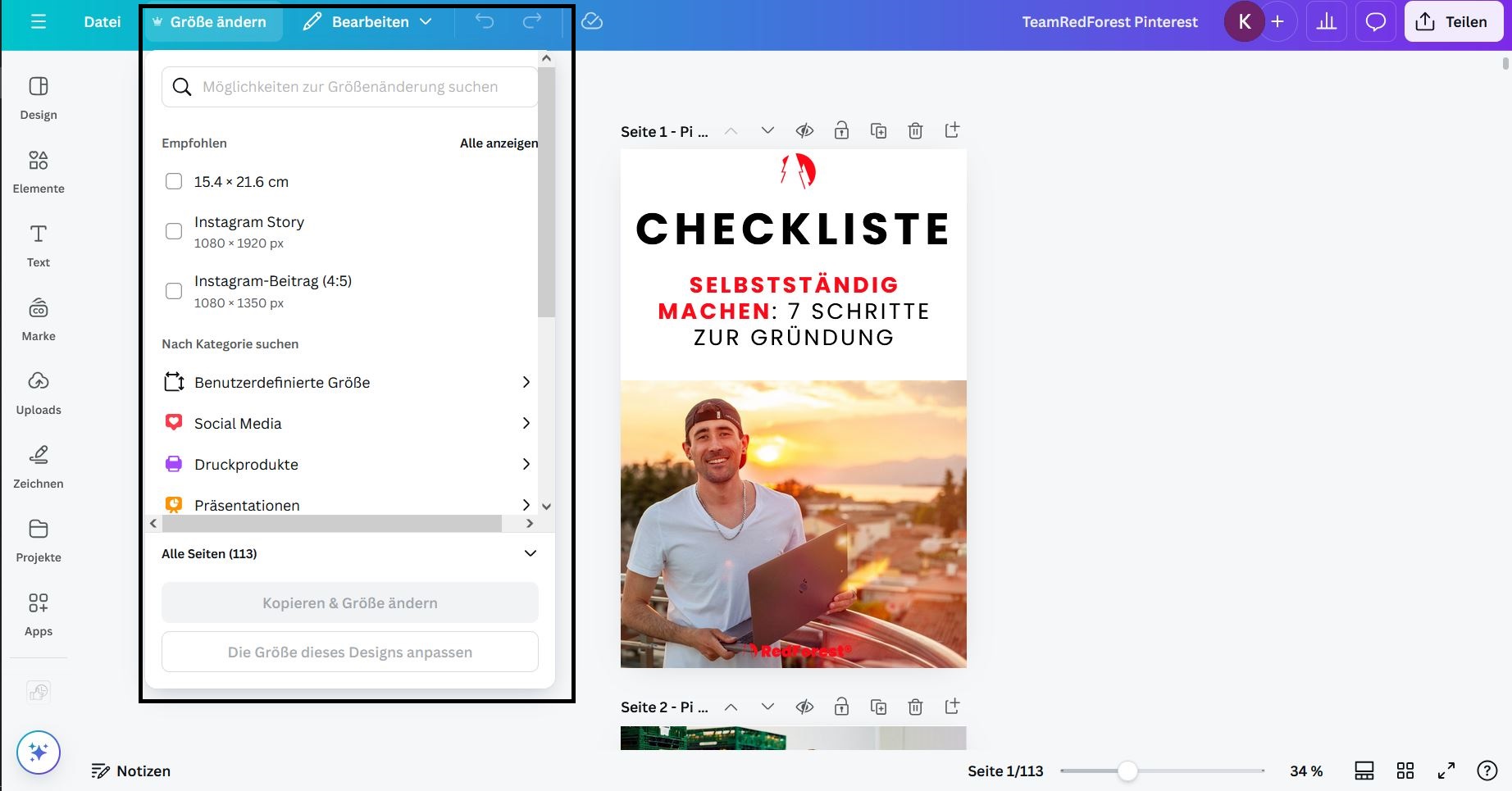 Einfach Formatgröße in Canva ändern