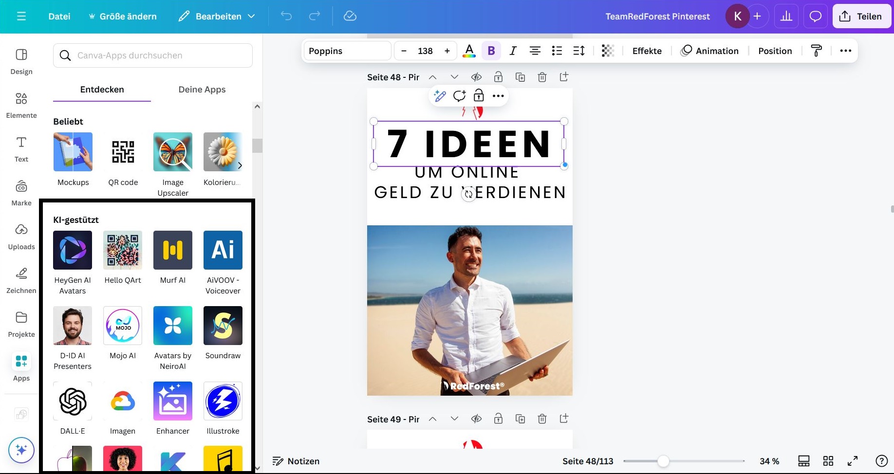 Mit Ki-gestützten Apps ist es auch für Design-Anfänger leicht, in Canva tolle Grafiken zu gestalten.