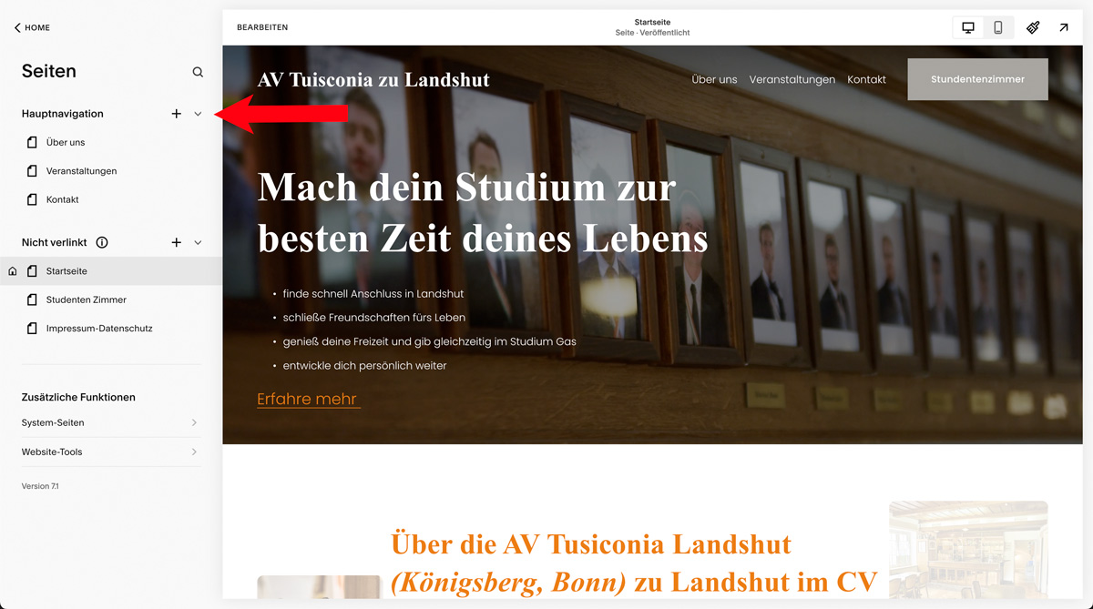 Die verschiedenen Funktionalitäten von Squarespace