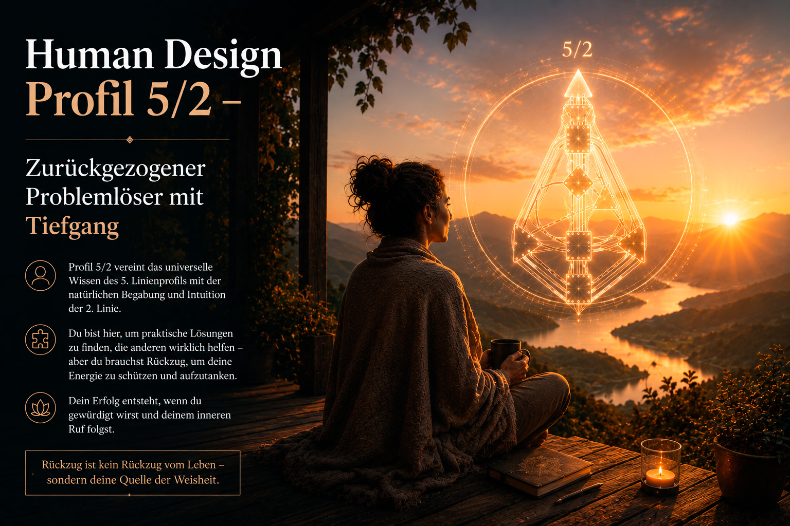 Human Design Profil 5/2 erklärt: zurückgezogener Problemlöser mit Tiefgang, natürlicher Begabung und praktischer Lösungsenergie