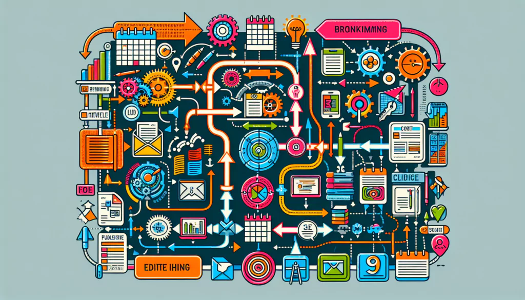 Ein Diagramm, das den Aufbau eines effektiven Redaktionsplans visuell darstellt.