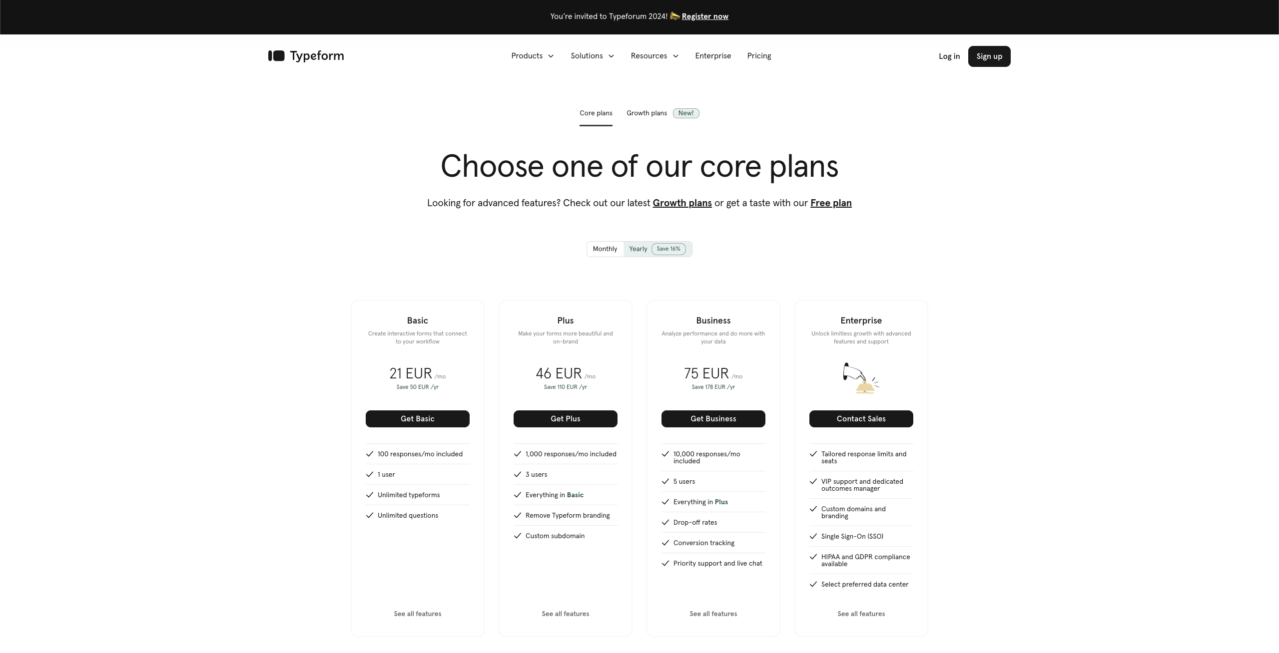 Preise von Typeform