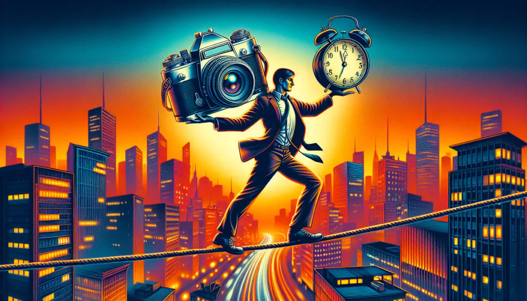 Eine Person, die ihre Work Life Balance als freiberuflicher Fotograf findet.