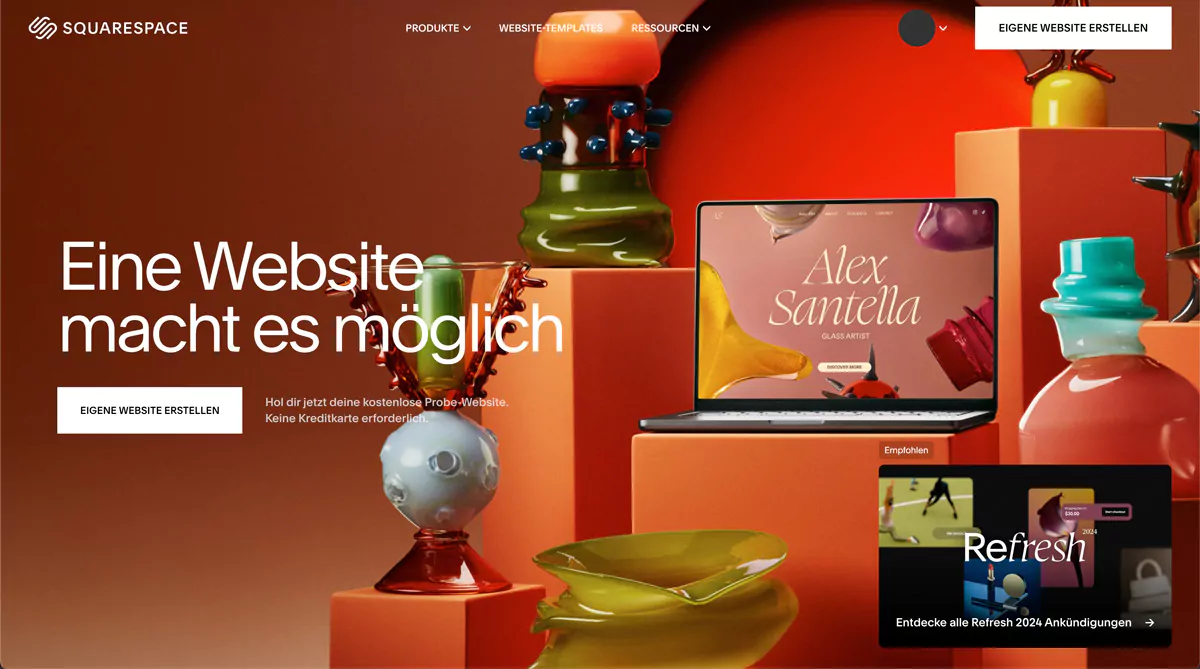 Startseite von Squarespace
